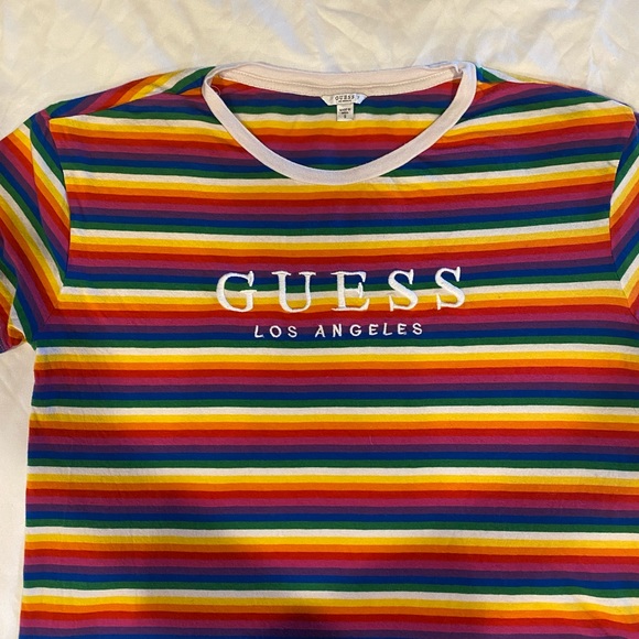 rainbow striped guess shirt